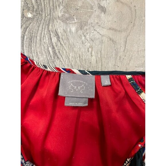 Anthropologie Vanessa Virginia Persian Rose Tassle Boho Dress XS Patchwork Red - Picture 4 of 8